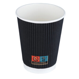 Triple Wall (Ripple) Hot Drink Cup (340ml/12oz) Black